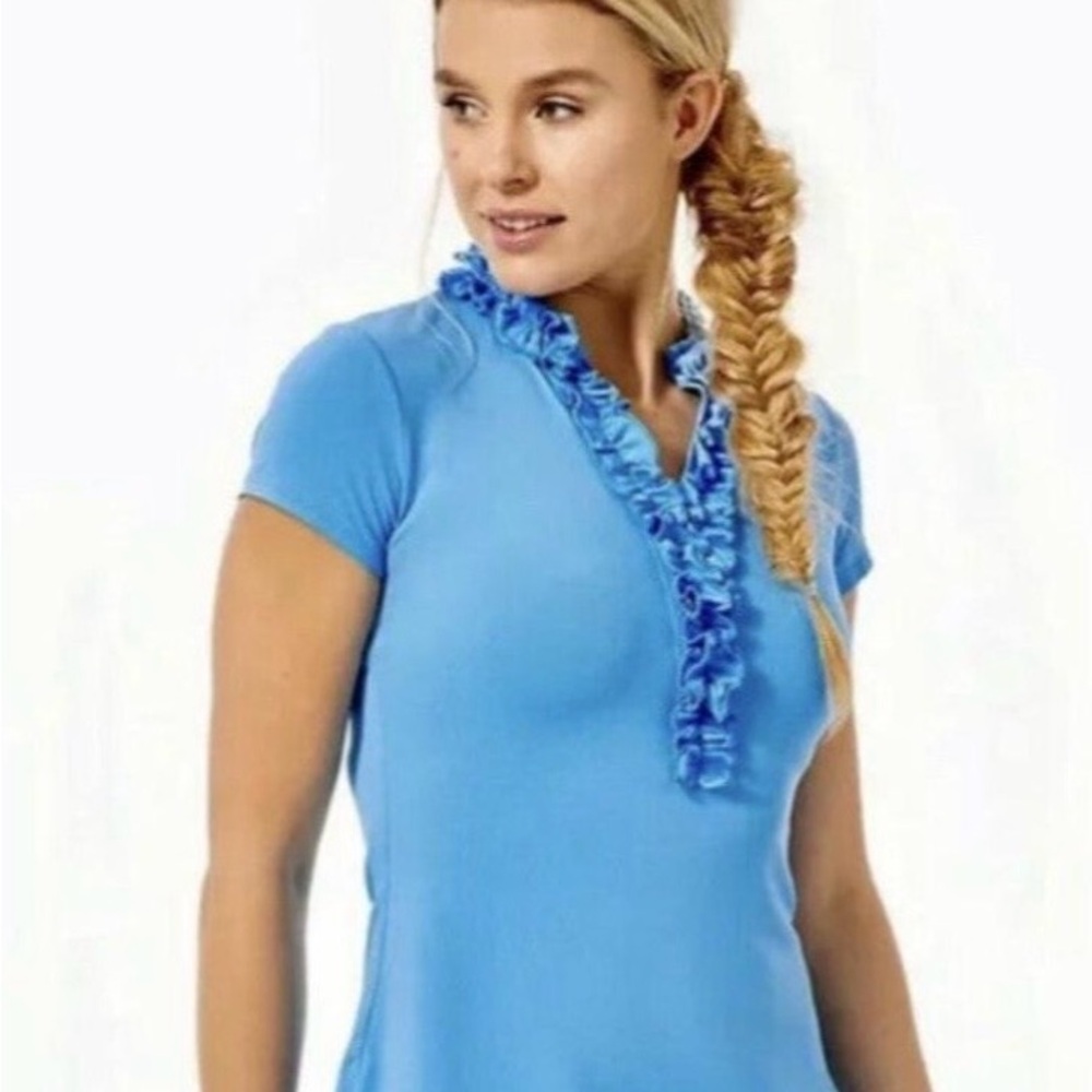 Lilly Pulitzer Sky Blue Ruffle Top
